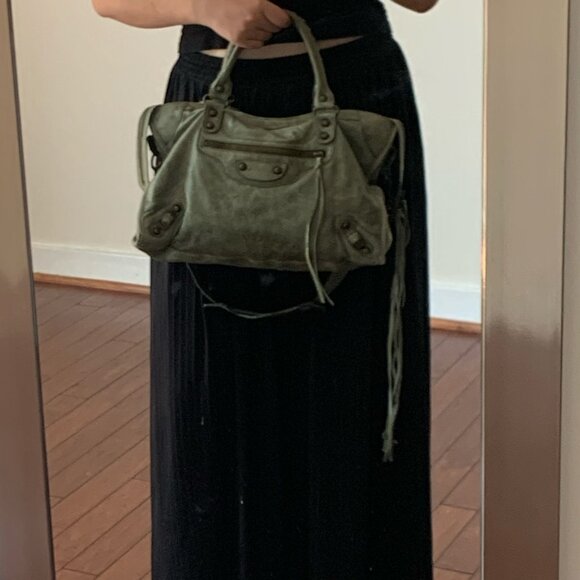 Balenciaga City Bag Dark Green Olive – Classic Motorcycle Handbag Iconic It Bag - Picture 3 of 16